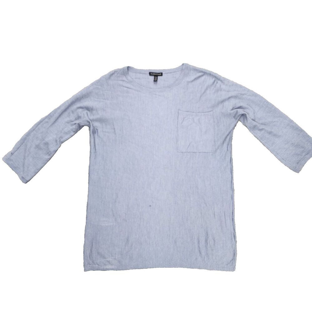 Eileen Fisher Women's 3/4 Sleeve Blue Top Shirt Blouse Size S